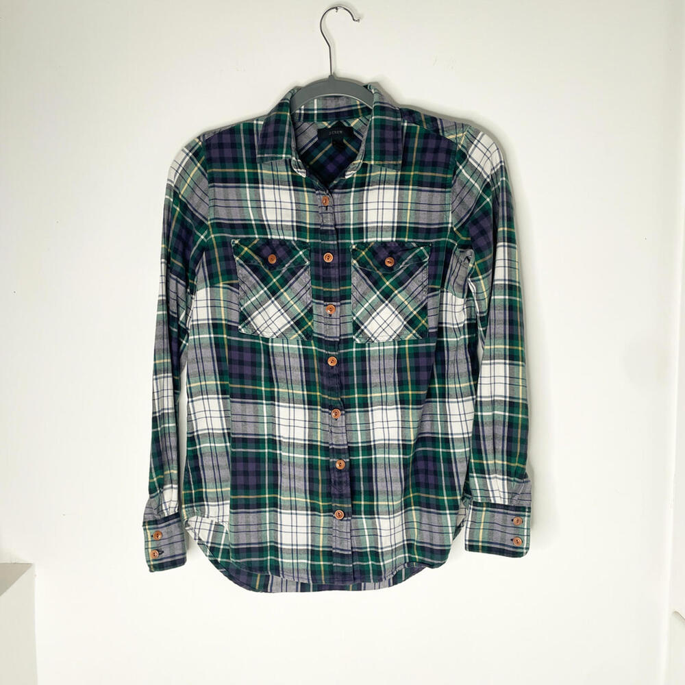 J.Crew Women's Plaid Button-Up Shirt - Size 00